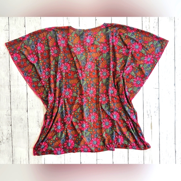 Two 2 Fly Soft Lace Sheer Floral Boho Hippie Western Kimono Cover Up Colorful - Picture 4 of 10